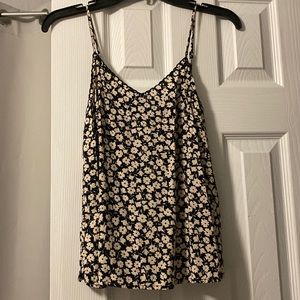 Old Navy Beige and Black Floral Thin Strap Tank